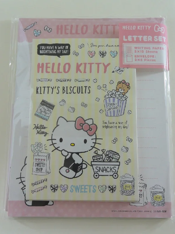 Cute Kawaii Hello Kitty Sweets Snacks Letter Set Pack - Stationery Writing Paper Envelope Penpal