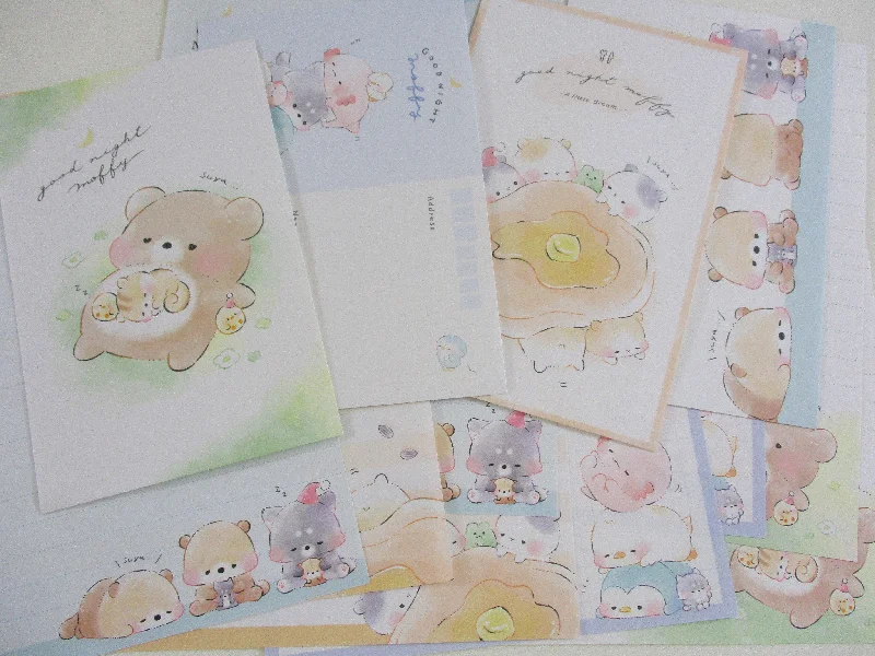 Cute Kawaii Kamio Good Night Moffy Bear Squirrel Penguin animal theme Letter Sets Stationery - writing paper envelope stationery Penpal