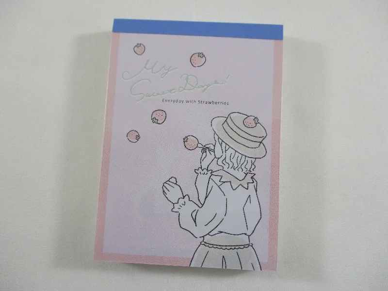 Cute Kawaii Sun Star Girl My Sweet Day Strawberry Mini Notepad / Memo Pad - Stationery Designer Paper Collection