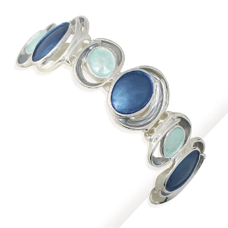 Periwinkle by Barlow : Rich Blue And Mint Enamel Bracelet