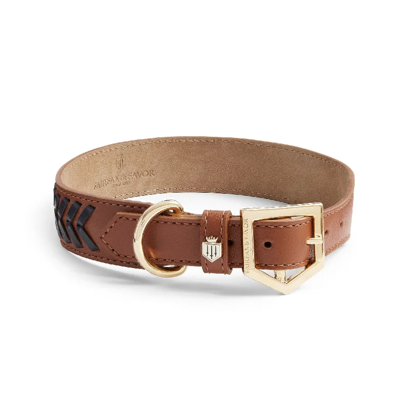 Fairfax & Favor Tetbury Dog Collar - Tan/Navy Leather