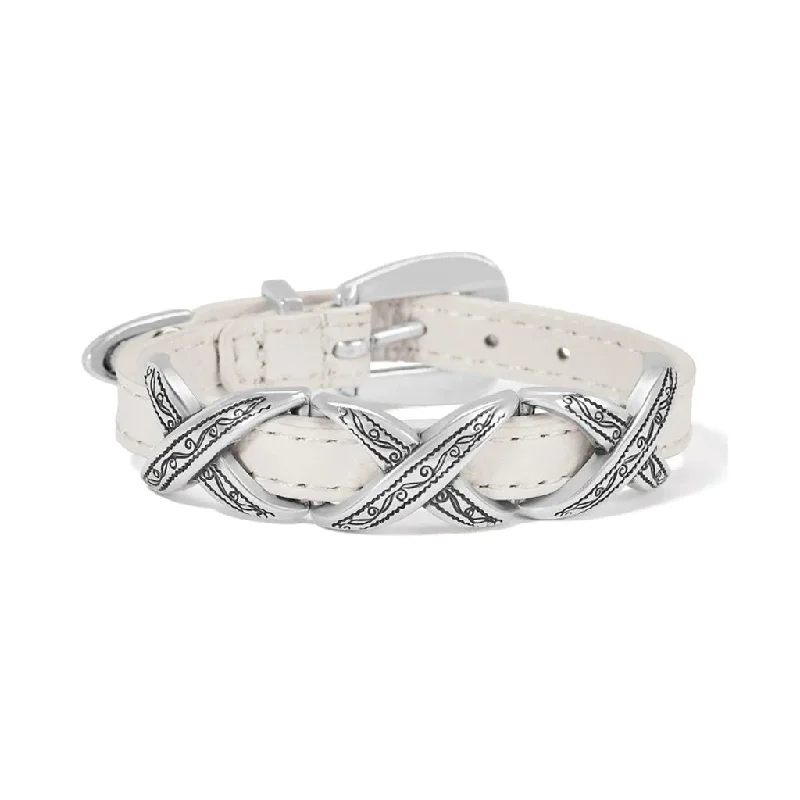 Brighton - Kriss Kross Etched Bandit Bracelet in Optic White