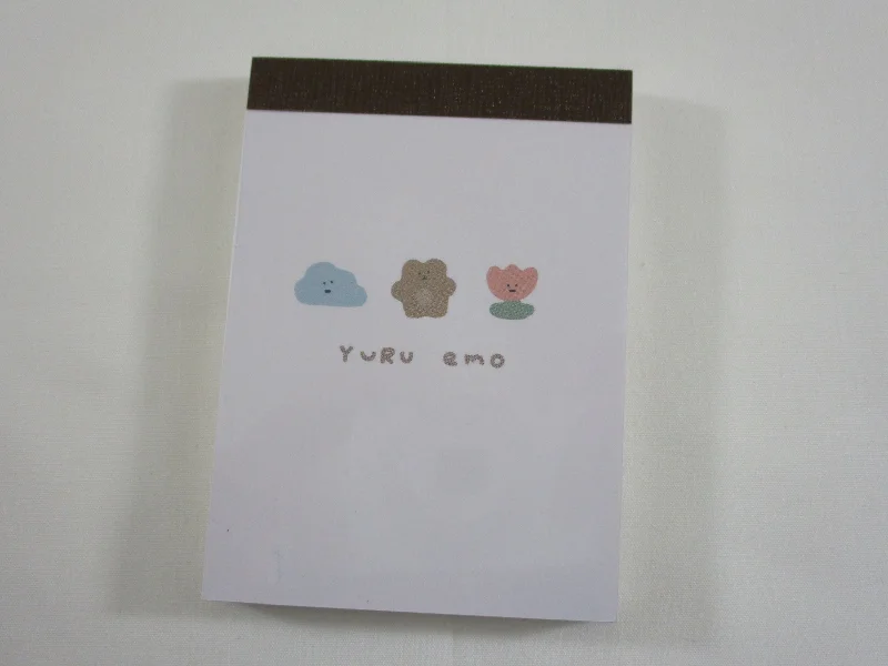 Cute Kawaii Q-Lia Happy Day Series - Bear Yuru Emo Mini Notepad / Memo Pad - Stationery Designer Paper Collection