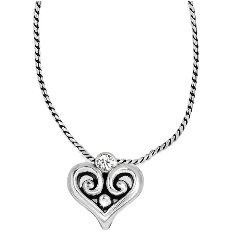 Brighton : Alcazar Heart Badge Clip Necklace in Silver