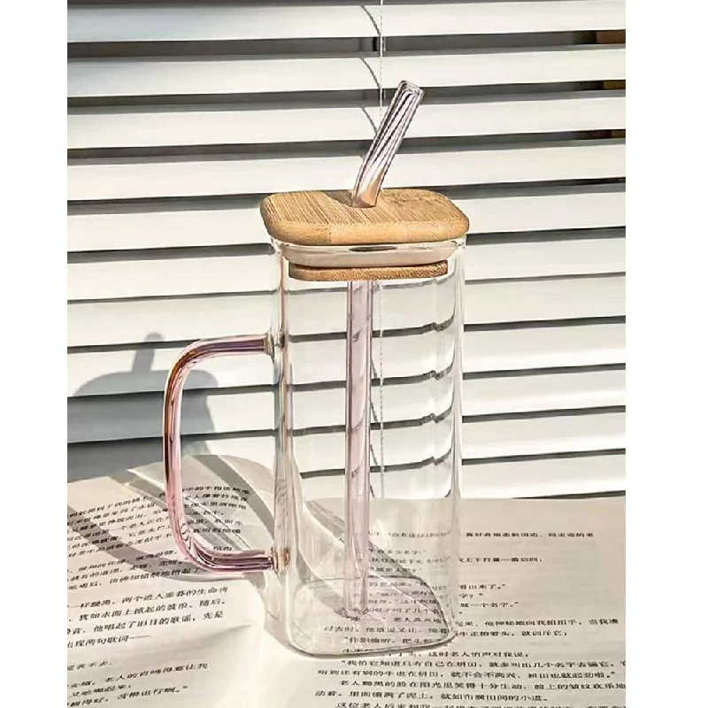 Reusable Clear Sublimation Glass Coffee With Handle