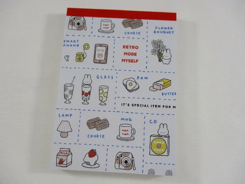 Cute Kawaii  Q-Lia Rabbit Bunny Retro Cafe Cookie Fruit 4 x 6 Inch Notepad / Memo Pad - Stationery Designer Paper Collection