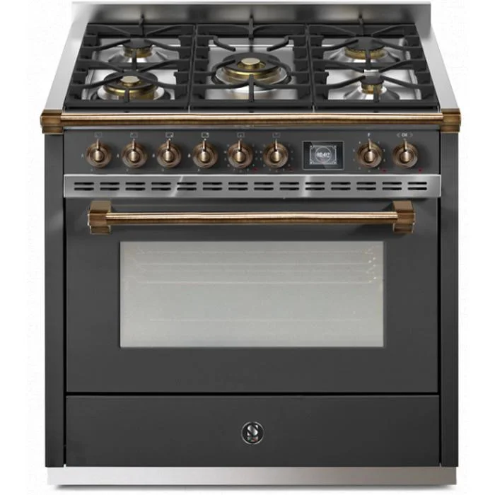 Steel Ascot 90 Dual-Fuel Range with 5 Burners AQ9S-4M-AN-B