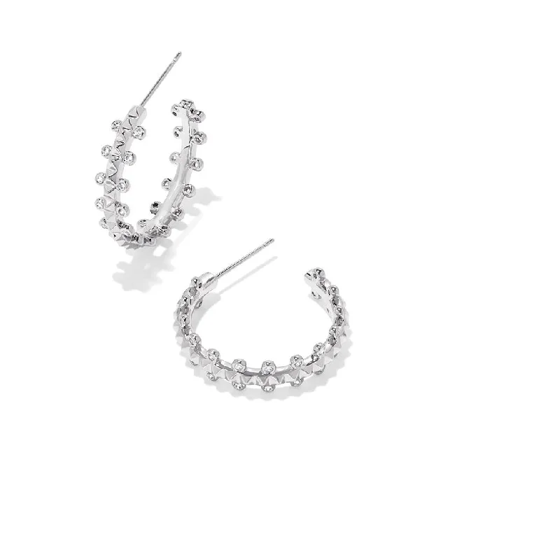 Kendra Scott : Jada Sliver Small Hoop Earrings in White Crystal