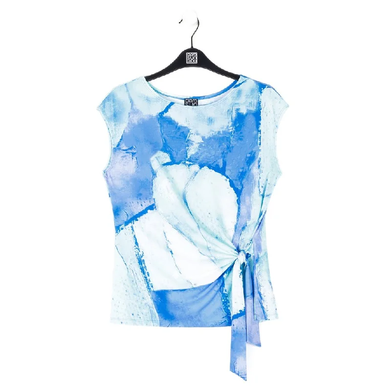 Clara Sunwoo : Cap Sleeve Side Tie Top in Water Splash - Assorted by size