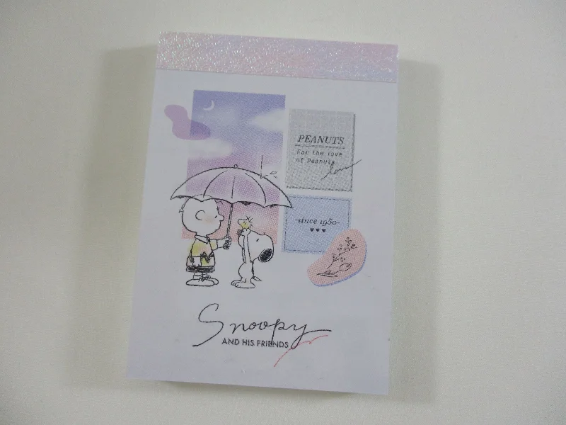 Cute Kawaii Peanuts Snoopy Mini Notepad / Memo Pad Kamio - Q Rainy Day - Stationery Designer Paper Collection