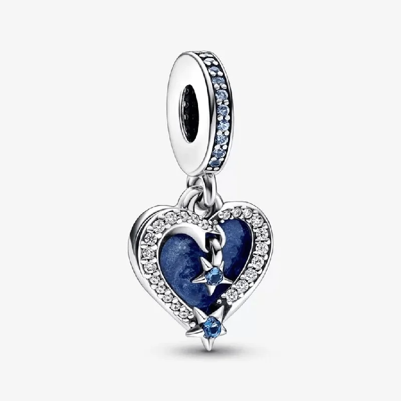 PANDORA : Celestial Shooting Star Heart Double Dangle Charm