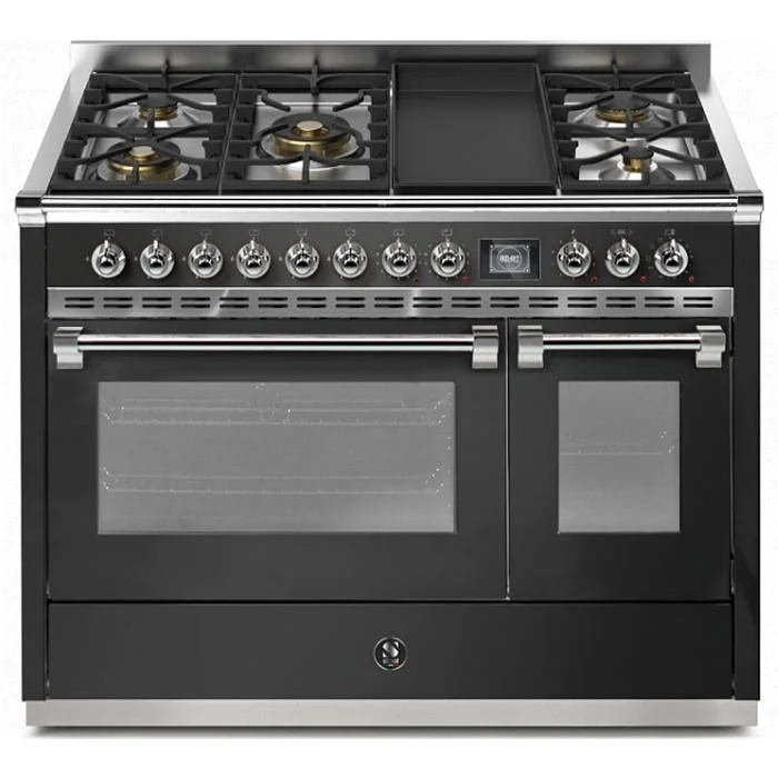 Steel Ascot 120 Dual-Fuel Range with 5 Burners and Griddle AQY12SF-4TM-AN-C