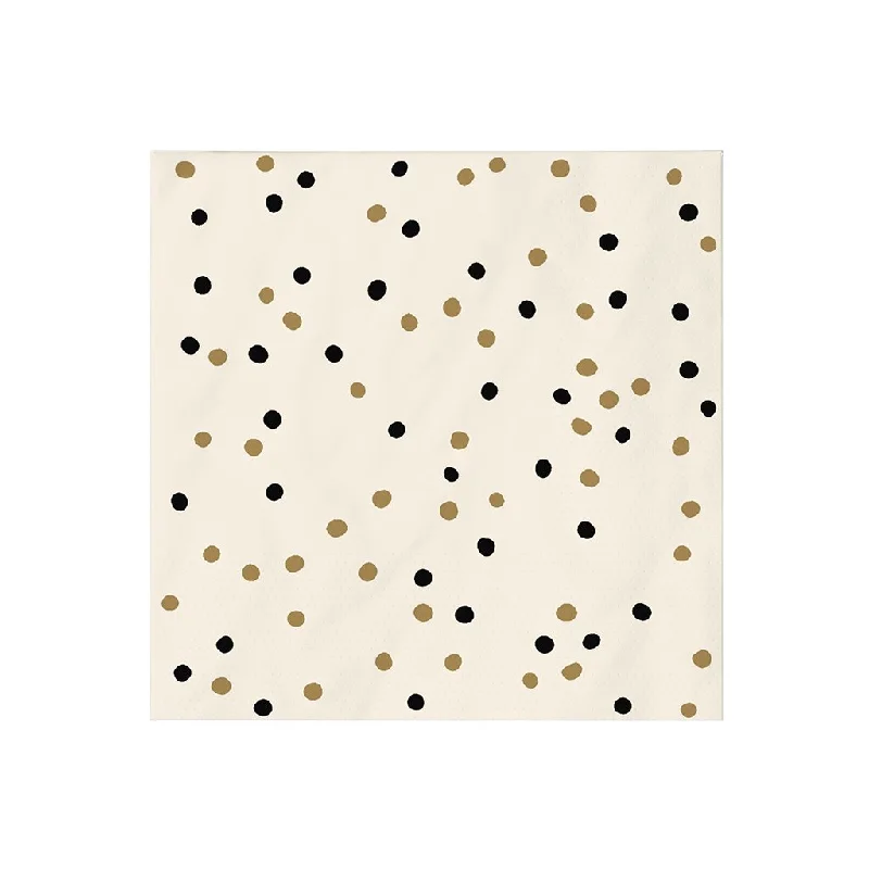 Hallmark : Black and Gold Confetti Dot Cocktail Napkins, Set of 16