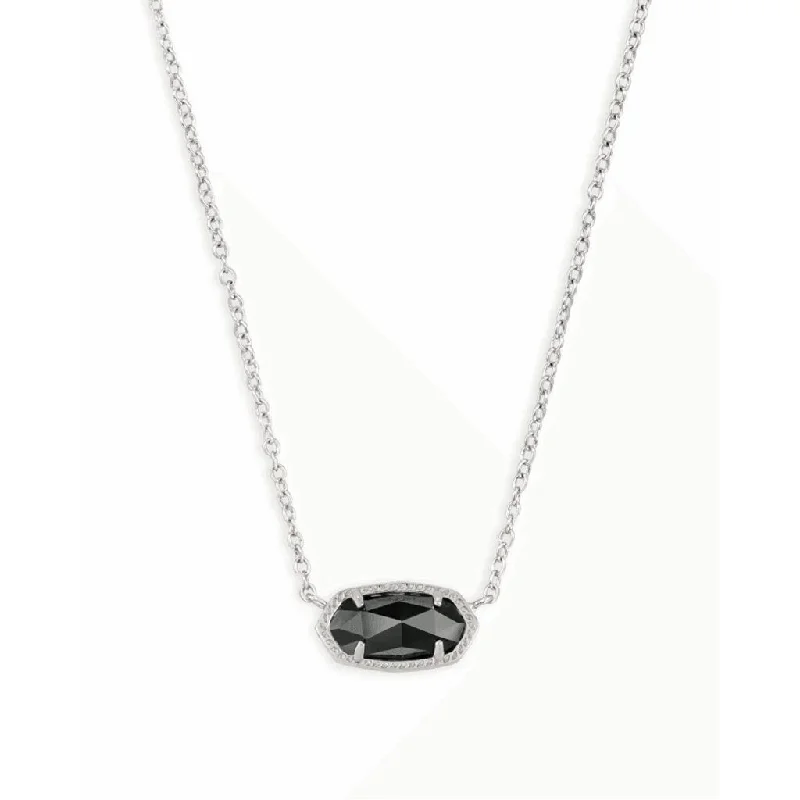 Kendra Scott : Elisa Silver Pendant Necklace In Black Opaque Glass