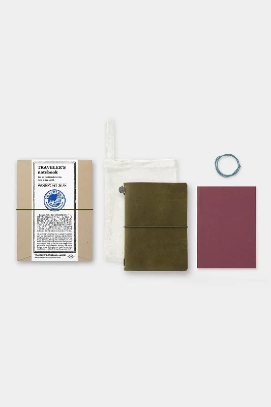 TRAVELER'S COMPANY Passport Leather Journal Starter Kit Olive