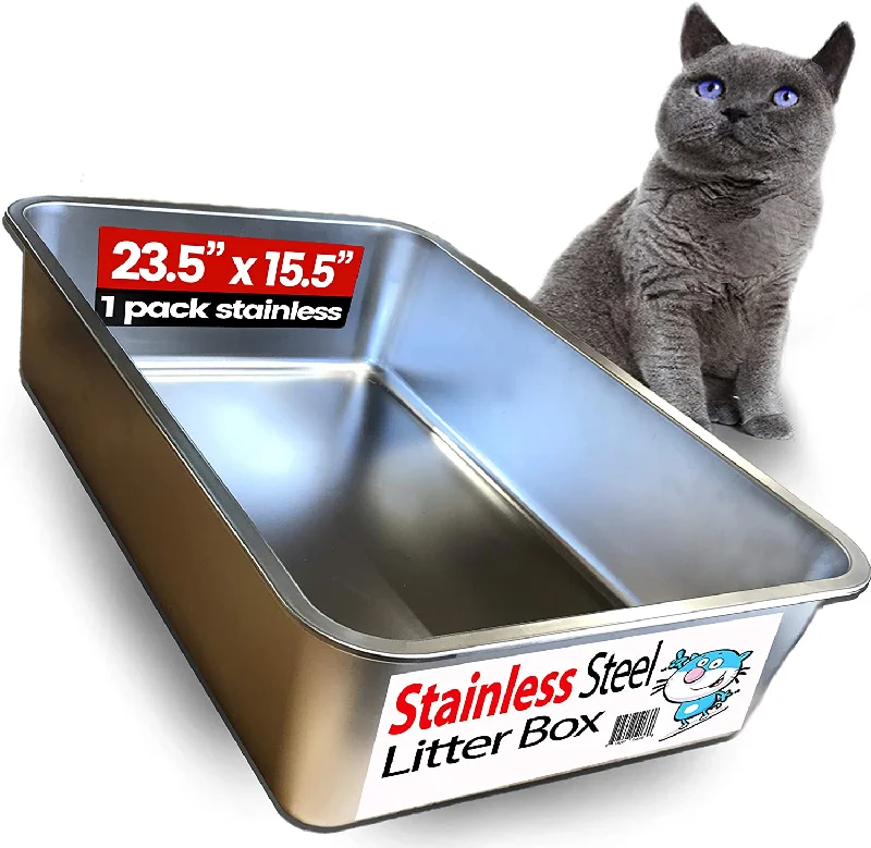 STAINLESS STEEL CAT LITTER BOX -XL 60X40X15CM