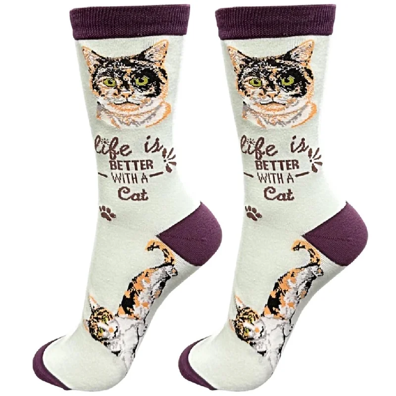 E & S Imports : Life Is Better With A Calico Cat Unisex Socks