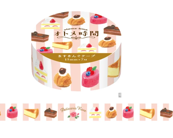 Cute Kawaii Furukawashiko Washi / Masking Deco Tape - Pâtisserie Sweet Teatime Snack Dessert Food B - for Scrapbooking Journal Planner Craft Diary Decor Schedule