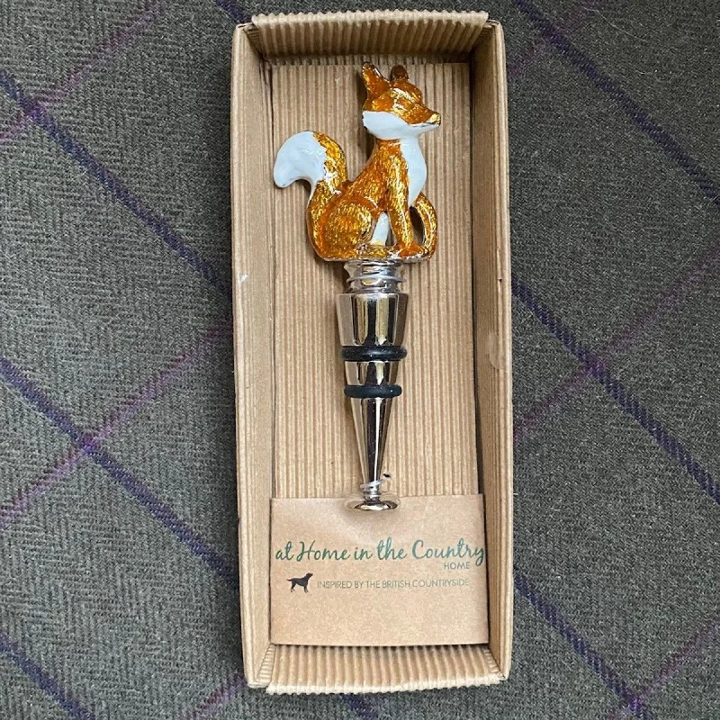 Orchid Designs Rich Brown Enamel Foxy Bottle Stopper