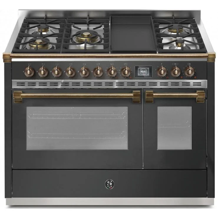 Steel Ascot 120 Dual-Fuel Range with 5 Burners and Griddle AQY12SF-4TM-AN-B