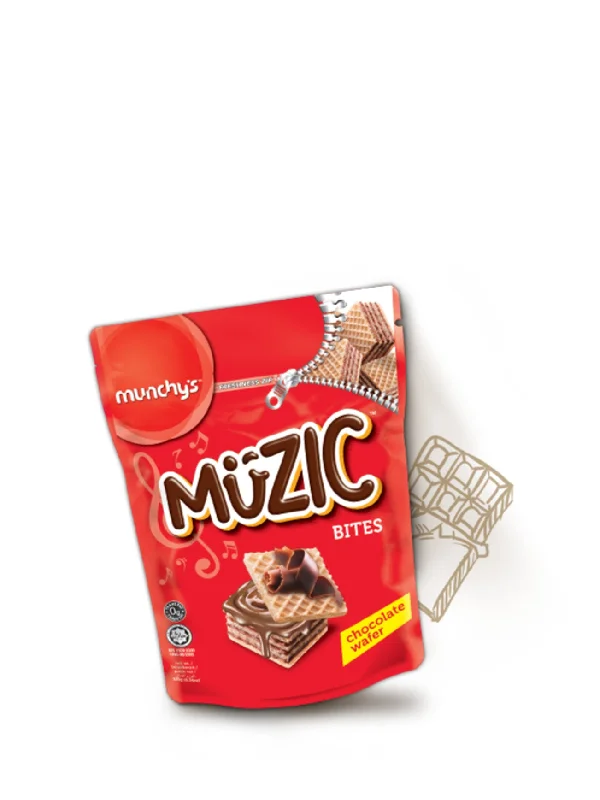 MUNCHYS MUZIC CHOCOLATE WAFER BITES 180G