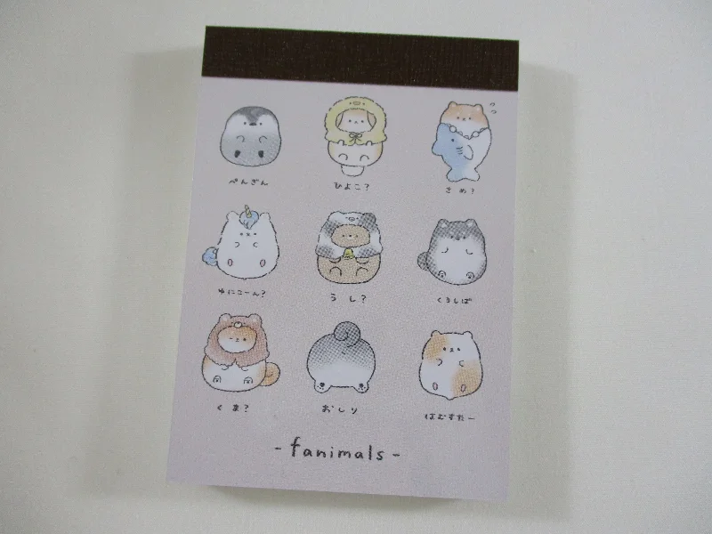 Cute Kawaii Crux Animals Fanimals Penguin Hamster Shark Dog Mini Notepad / Memo Pad - Stationery Designer Paper Collection