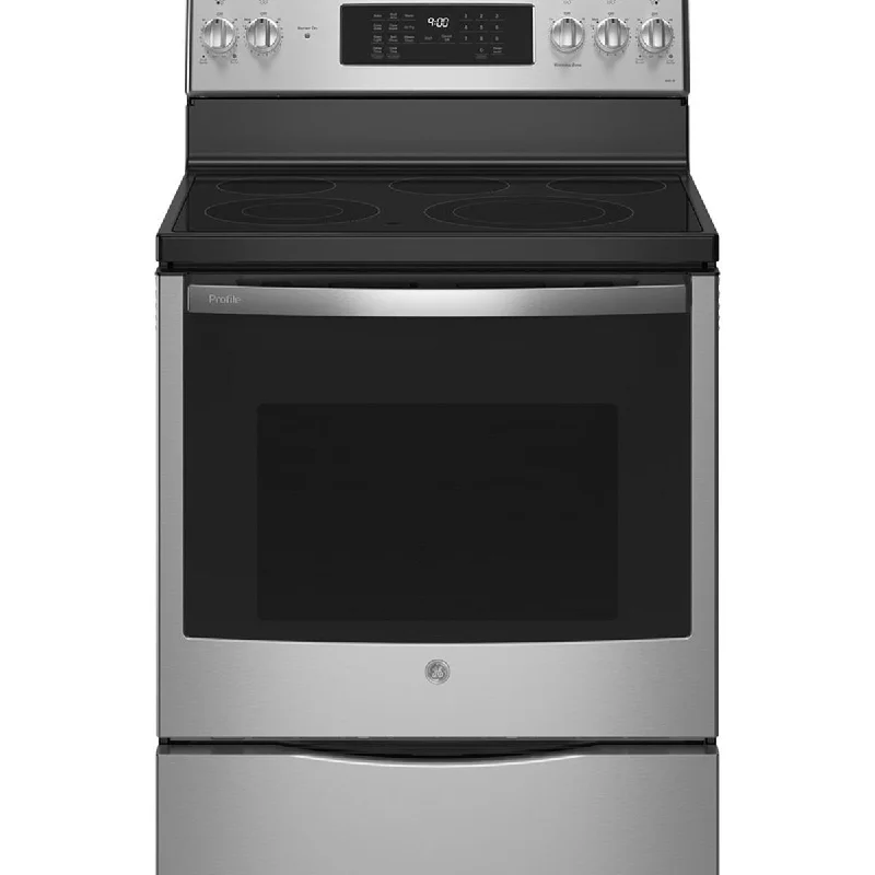 GE Profile 30-inch Freestanding Electric Range with True Convection Technology PCB900YVFS