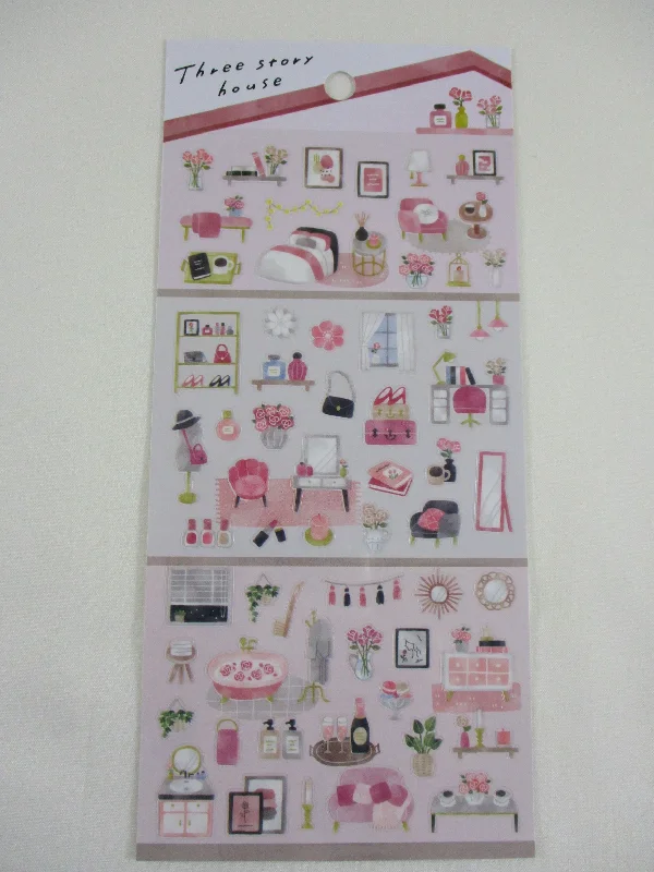 Cute Kawaii MW Home Decor Story Series - D - Pink Red Girly Sticker Sheet - for Journal Planner Craft