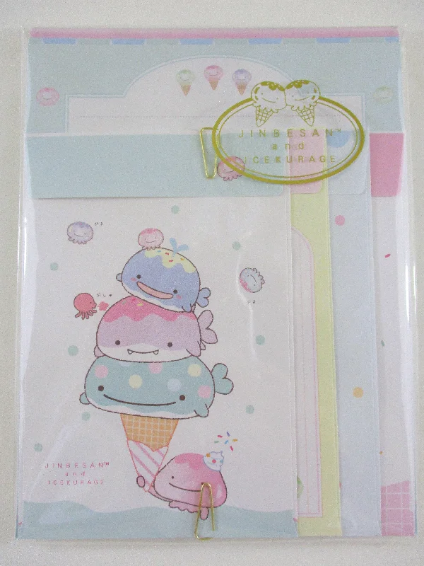 Cute Kawaii San-X Jinbesan Whale Ice cream Letter Set Pack - 2024 Stationery Writing Paper Envelope Penpal