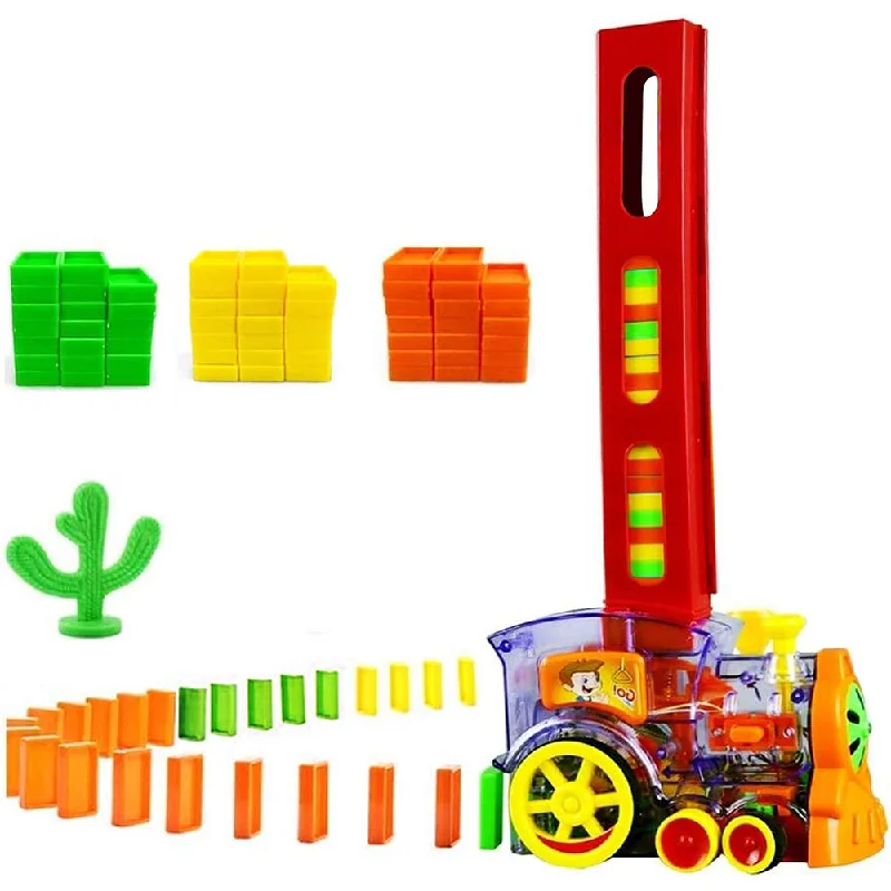 (NET) Domino Blocks Automatic Domino Laying Train with Light and Sound Kids