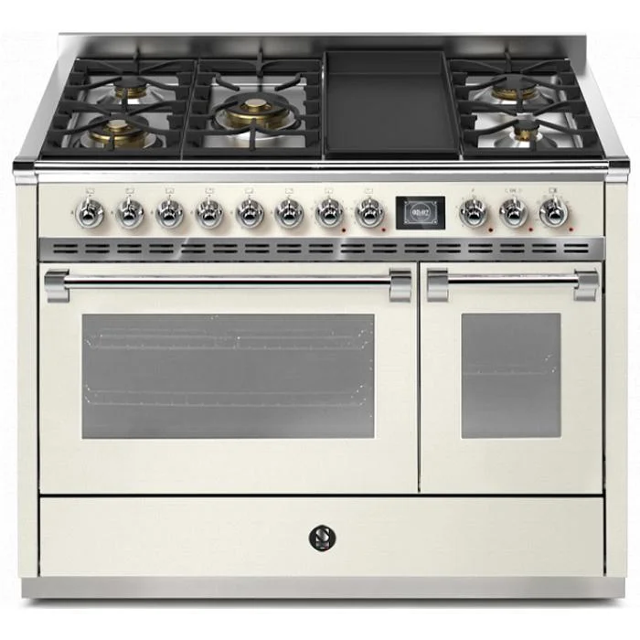 Steel Ascot 120 Dual-Fuel Range with 5 Burners and Griddle AQY12SF-4TM-NA-C