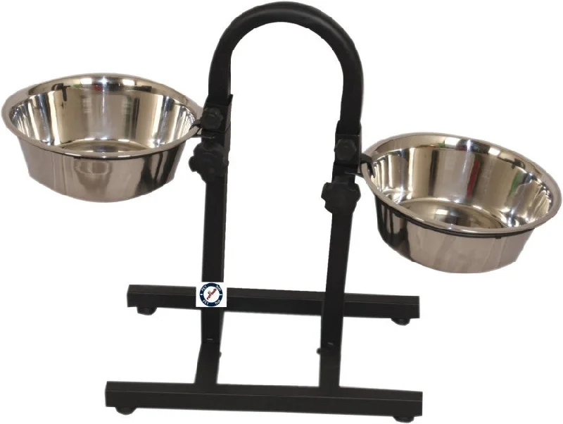 STEEL DOUBLE DINNER ADJUSTABLE STAND WITH TWO BOWLS 77360