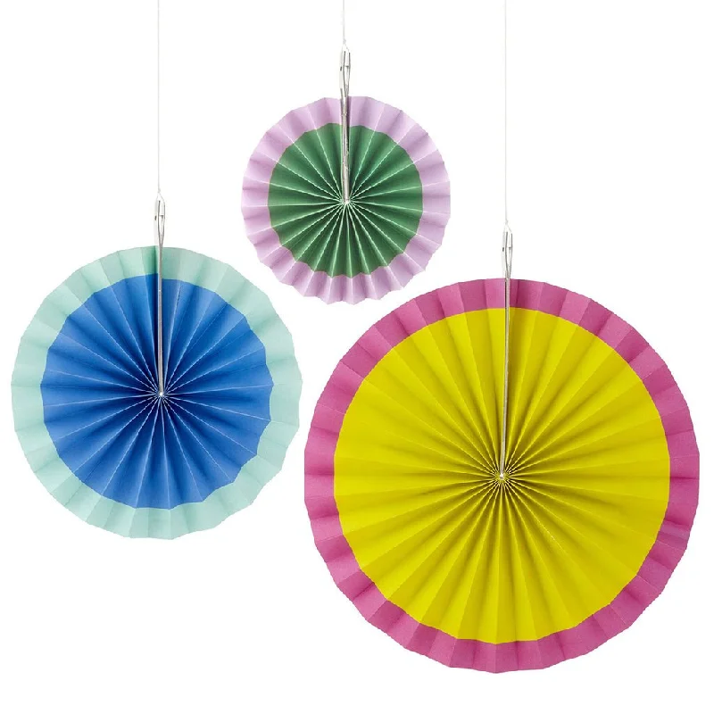 Hallmark : Bright Pastel Decorative Paper Fans, Set of 3