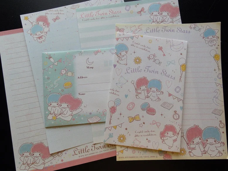 Cute Kawaii Sanrio Little Twin Stars Crystal Candy Stars Letter Sets - Stationery Writing Paper Penpal Collectible Preowned