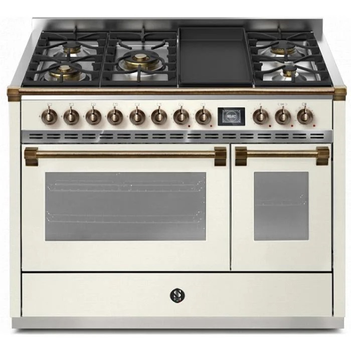 Steel Ascot 120 Dual-Fuel Range with 5 Burners and Griddle AQY12SF-4TM-NA-B