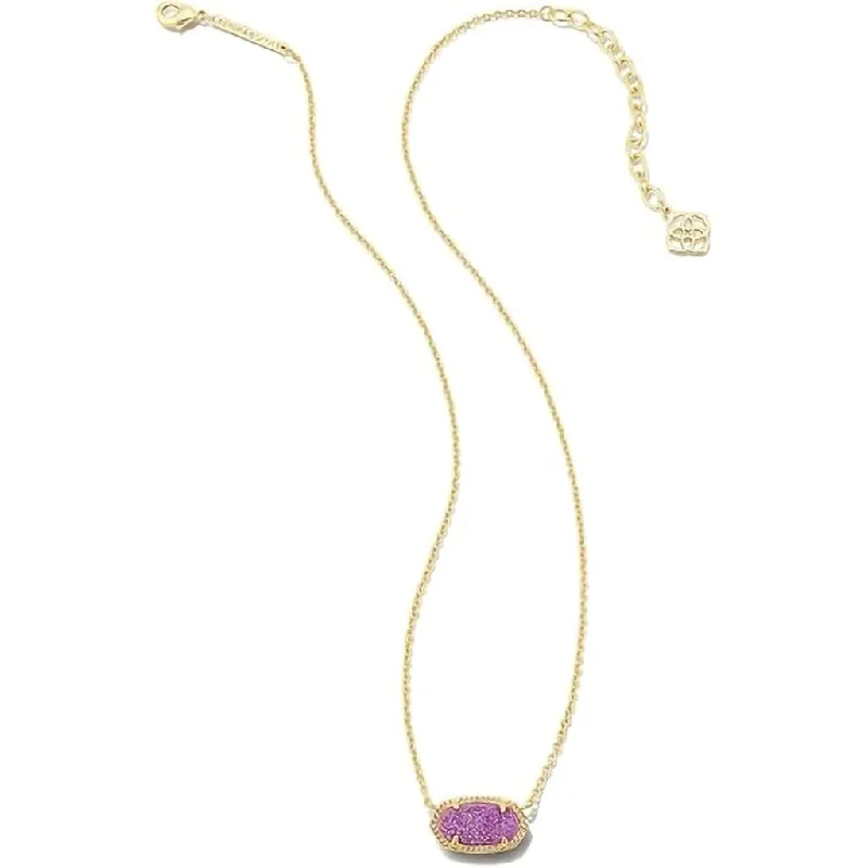 Kendra Scott : Elisa Gold Pendant Necklace in Mulberry Drusy