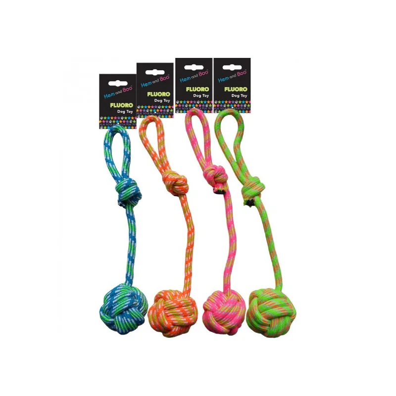 Hemmo & Co Fluro Rope Knot Toy Long Handle