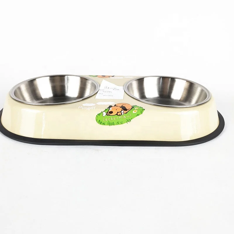 STAINLESS STEEL DOG/CAT BOWL DOUBLE/LARGE SIZE