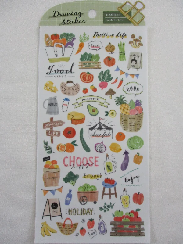 Cute Kawaii MW Drawing Series - A - Fruits and Vegetables Sticker Sheet - for Journal Planner Craft