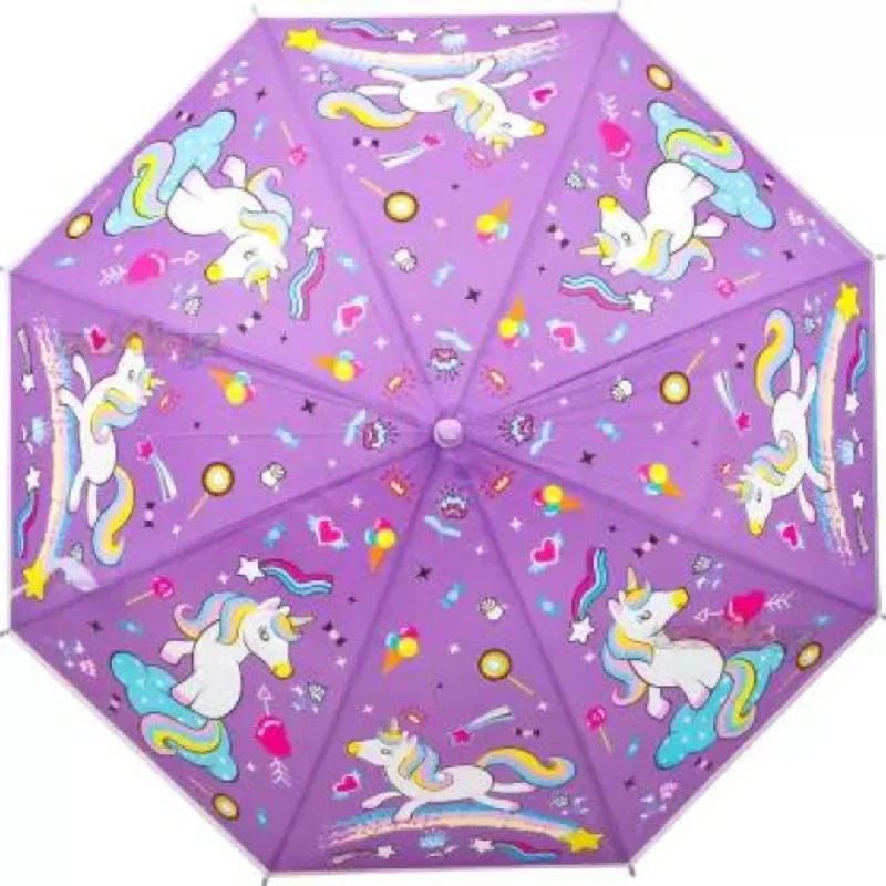 Premium Quality Theme Printed Umbrella For Kids (Unicorn Purple)