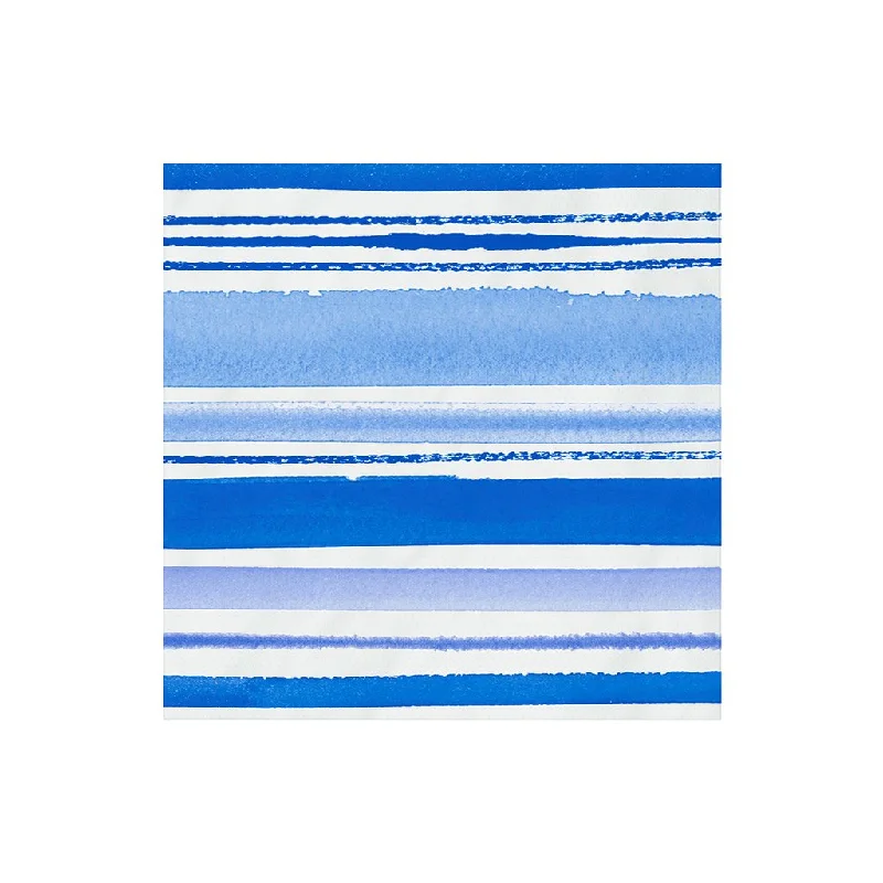 Hallmark : Blue Watercolor Stripe Cocktail Napkins, Set of 16