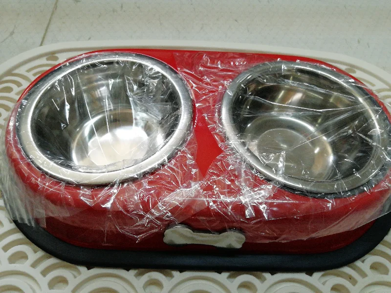 Small Steel Feeding  Bowl Double.