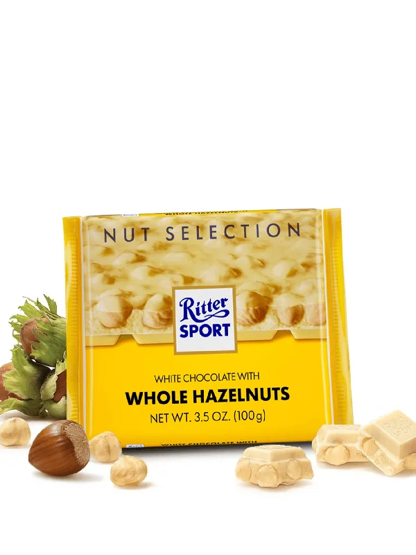 RITTER SPORT WHITE WHOLE HAZELNUT 100GM