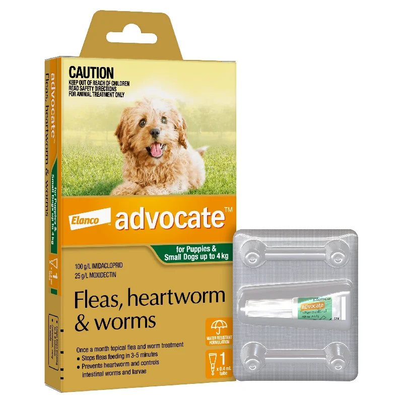 Advocate Flea Heartworm and Worm Treatment for Dogs 0-4kg Green 1 Pack